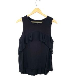 Who What Wear | Black Sleeveless Top With Front Chiffon Ruffle